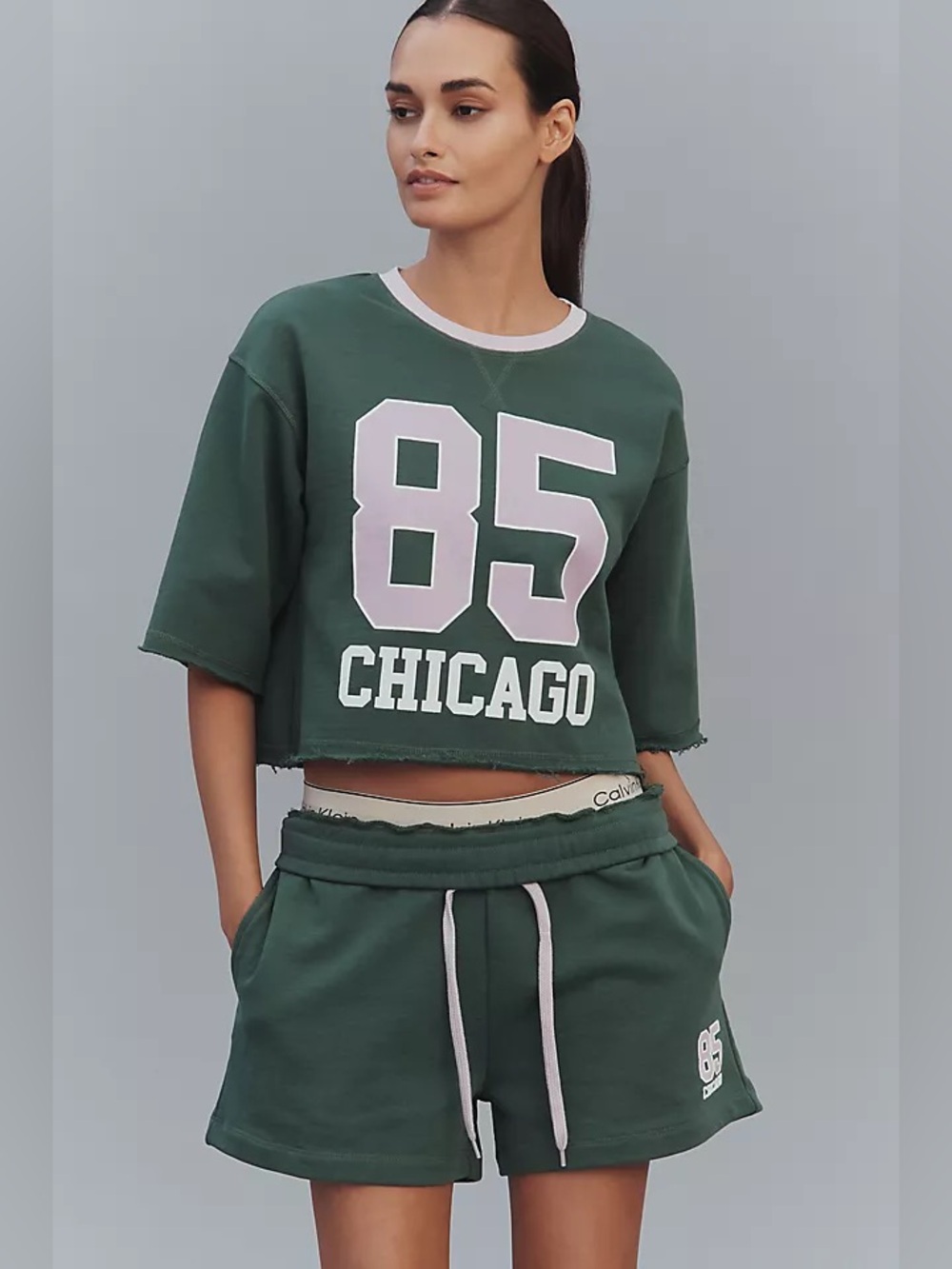 Anthropologie NWT Daily Practice Jersey Crop Top & Shorts SET Size M